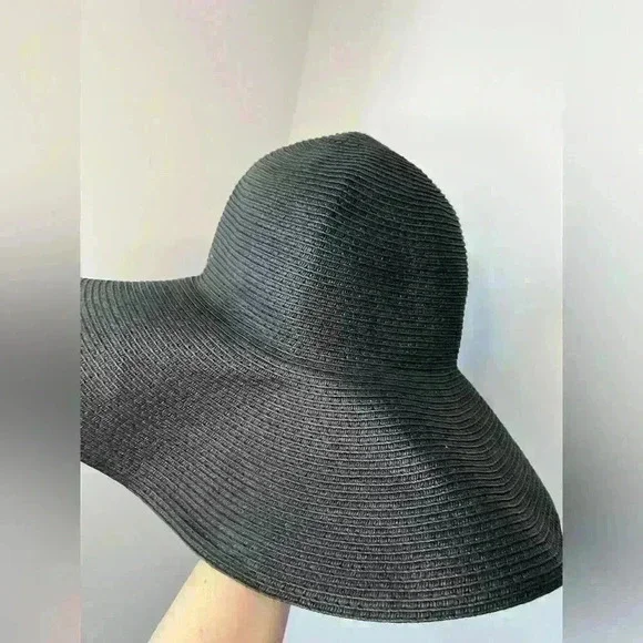 Joe Fresh Women’s Black Paper Polyester Large Euro Summer Coastal Sun Hat - Picture 5 of 8